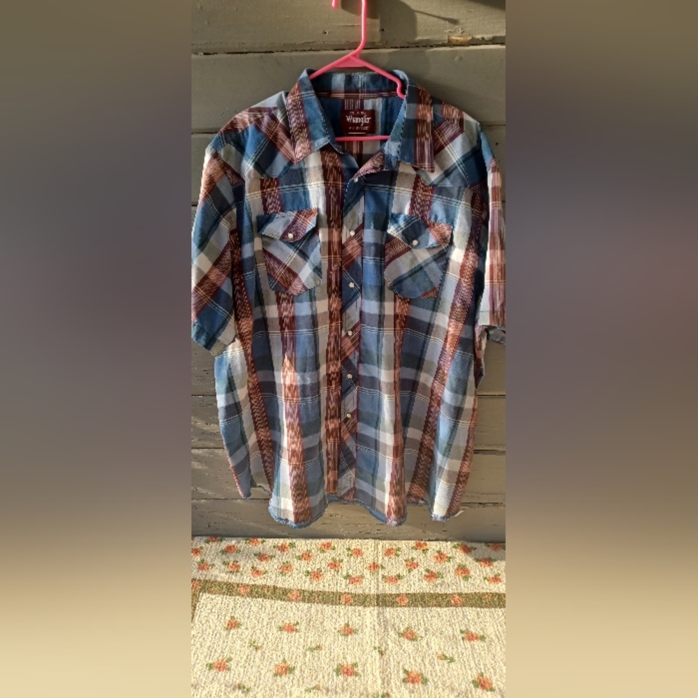 VINTAGE WRANGLER STRIPED PEARL SNAP WESTERN SHIRT SIZE 3XL Big Man